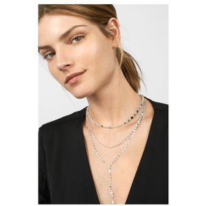 CANVAS Layered Y Coin Necklace in Silver